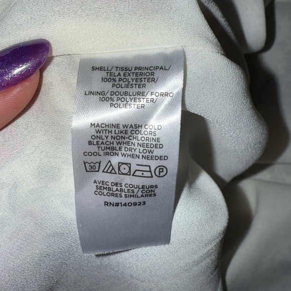 LOFT Pink and Green Petite Floral Scalloped Ruffle Cottagecore Blouse- Large - Picture 8 of 8